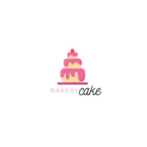 وکتور لوگو کیک 3 طبقه با خامه صورتی - لوگو شیرینی پزی و قنادی