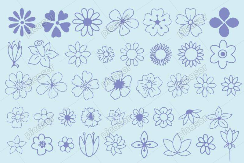 41 وکتور گلبرگ گل نقاشی خطی مینیمال