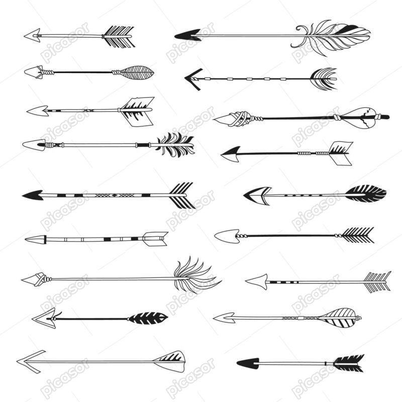 18 وکتور تیرکمان قبایل سرخپوست باستانی - وکتور نمادهای سرخپوستان آمریکایی