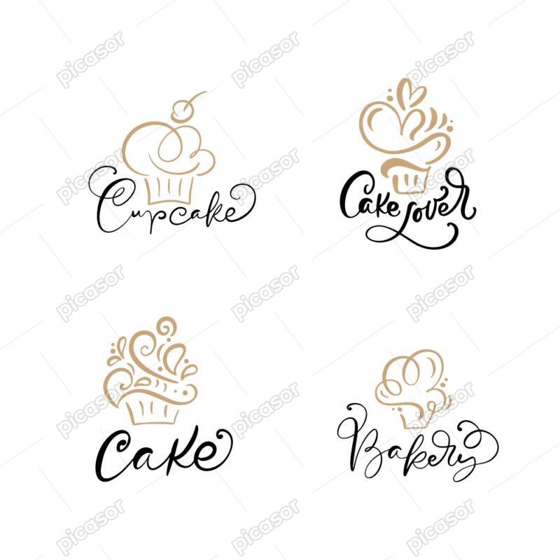 4 وکتور لوگو کاپ کیک خامه ای - لوگو شیرینی پزی و قنادی