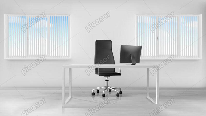 وکتور طراحی داخلی میز و صندلی اداری - پس زمینه اتاق کار اداری