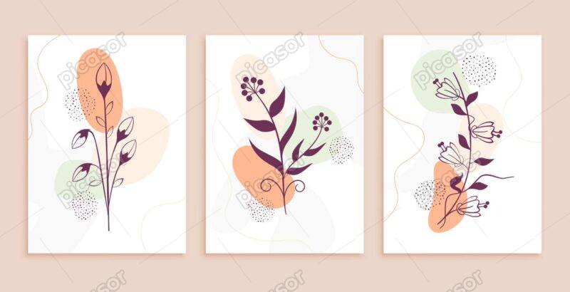 وکتور پوستر گل مینیمال تابلو زمینه گلهای ساده