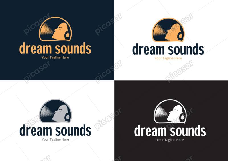 وکتور لوگو چهره مرد روی جاگ ویل لوگو dream sound