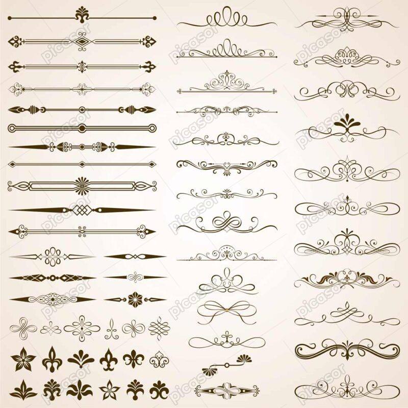 مجموعه 60 وکتور جداکننده اسلیمی جداکننده کلاسیک - المانهای تزینی طرح ویکتورین