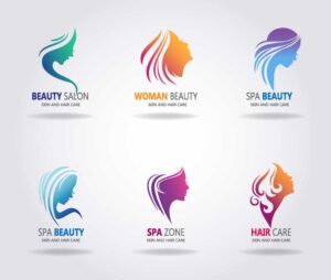 6 وکتور لوگو سالن زیبایی و آرایشگاه زنانه - لوگو مراقبت پوست و مو
