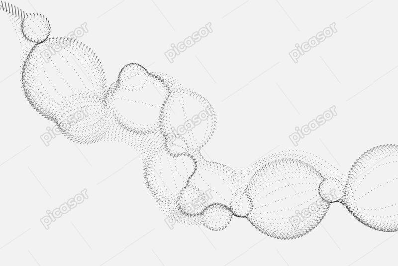 وکتور پس زمینه حبابهای نقطه ای آبستره هندسی - زمینه موجی نقاط کوچک