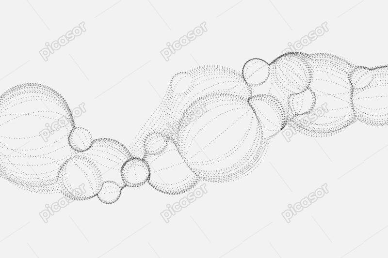 وکتور پس زمینه حبابهای نقطه ای آبستره هندسی - زمینه موجی نقاط کوچک