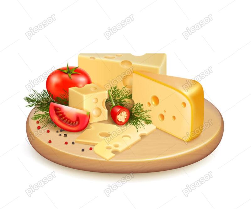 وکتور بشقاب پنیر و گوجه فرنگی