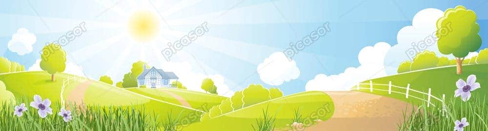 وکتور چشم انداز روستایی وکتور پس زمینه منظره روستا وکتور چشم انداز روستایی وکتور پس زمینه منظره روستا