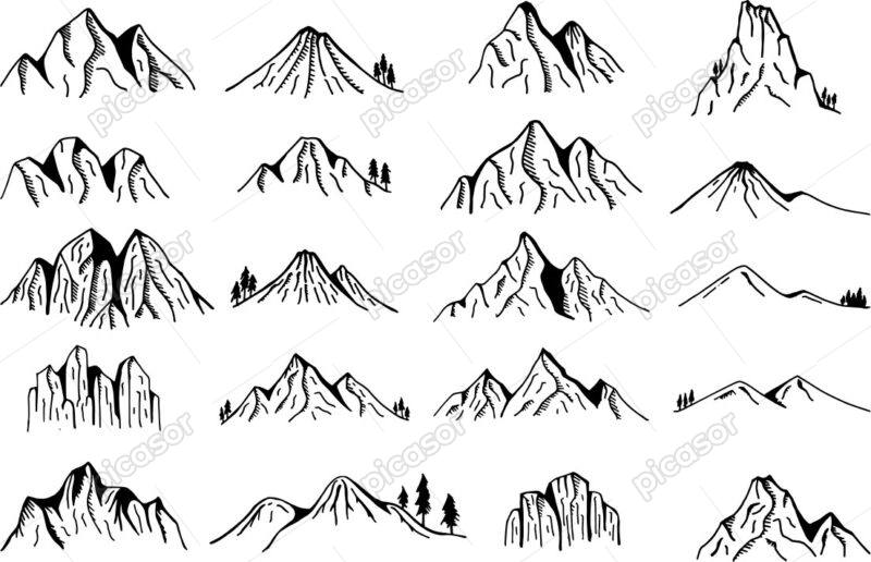 20 وکتور کوه و کوهستان نقاشی ساده
