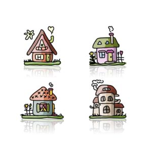 4 وکتور خانه کارتونی خانه های نقاشی کودکانه