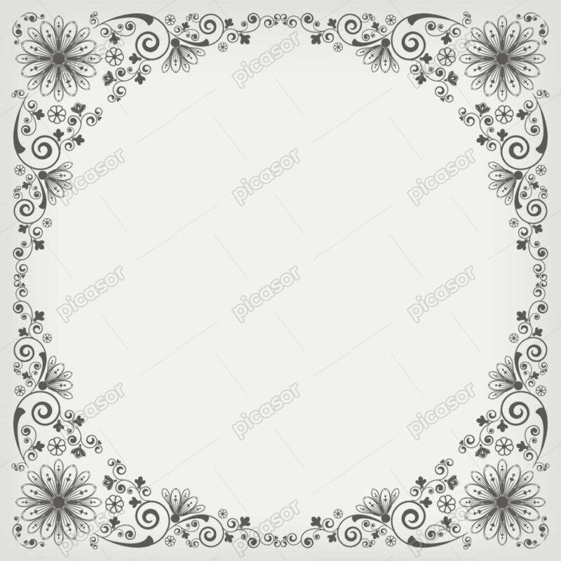 وکتور قاب گل و بوته ظریف و لوکس - وکتور زمینه قاب گل طرح کلاسیک وینتیج