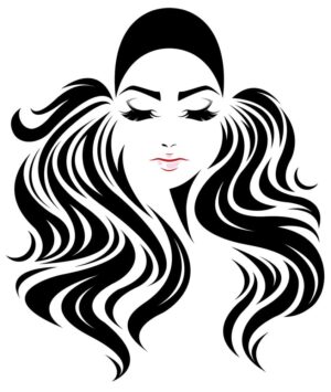 وکتور زن با مو بلند و دستمال سر - وکتور صورت زن چهره زن استایل مدلینگ وکتور المان لوگو آرایشگاه زنانه و سالن زیبایی