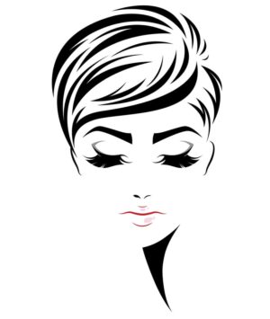 وکتور زن با مو کوتاه فشن - وکتور صورت زن چهره زن وکتور المان لوگو آرایشگاه زنانه و سالن زیبایی