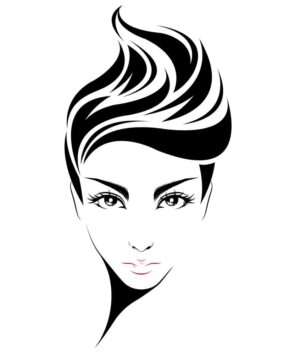 وکتور زن با مو کوتاه فشن - وکتور صورت زن چهره زن آرایشگاه زنانه و سالن زیبایی