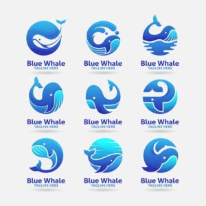 9 وکتور لوگو نهنگ آبی لوگو وال دریایی