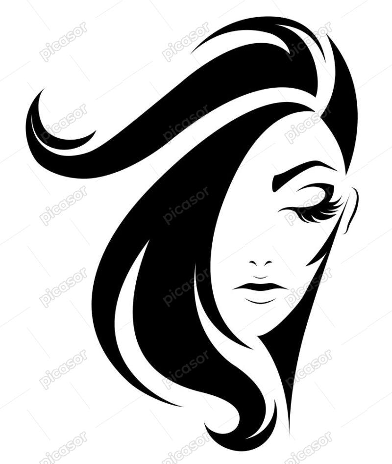 وکتور صورت زن با مدل مو فشن - وکتور چهره زن آرایشگاه زنانه و سالن زیبایی