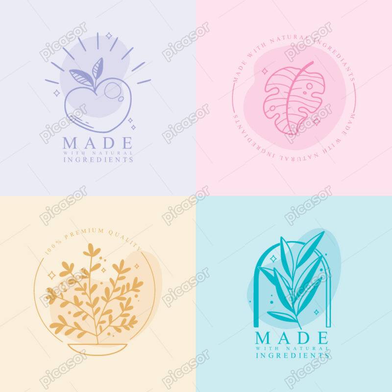 4 وکتور لوگو برگ و گیاه مینیمال لوگو شاخه گل مینیمال لوگو محصولات آرایشی بهداشتی