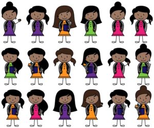 18 وکتور دانش آموز دختر و پسر مدرسه ای با کیف مدرسه - وکتور دانش آموز دختربچه طرح نقاشی ساده رنگی