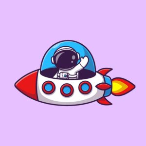 وکتور کارتونی فضانورد سوار موشک - وکتور فضانورد کارتونی داخل سفینه