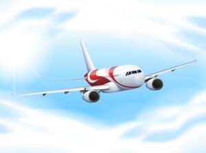 وکتور پس زمینه هواپیمای مسافربری از کنار در آسمان - وکتور هواپیما در حال پرواز با زمینه آسمان آبی