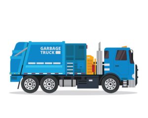 وکتور کامیون حمل زباله سیستم نظافت شهری - وکتور ماشین آلات شهرداری طرح فلت آبی