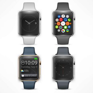 4 وکتور ساعت هوشمند - وکتور ساعت مچی هوشمند ترکیب رنگی طوسی و خاکستری