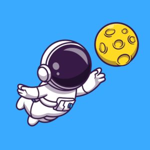 وکتور کارتونی فضانورد در فضا و ماه - وکتور فضانورد کارتونی و ماه