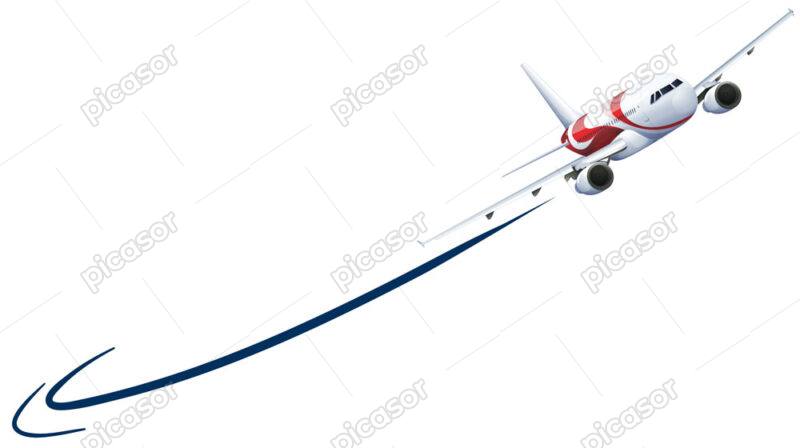وکتور هواپیمای مسافربری با خط منحنی مسیر