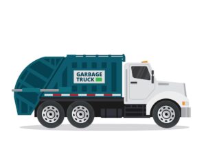 وکتور کامیون حمل زباله و نظافت شهری - وکتور ماشین آلات شهرداری طرح فلت
