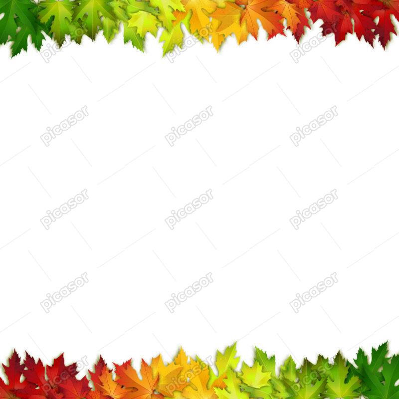وکتور حاشیه برگهای رنگارنگ پاییزی