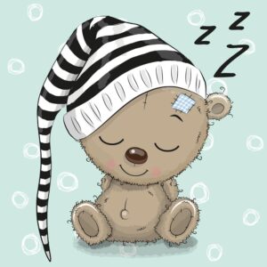 وکتور خرس کارتونی خوابالو در خواب - وکتور تدی بر با کلاه خواب