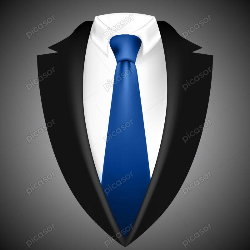 وکتور کت و لباس مردانه با کروات آبی - وکتور پس زمینه ست لباس رسمی مردانه