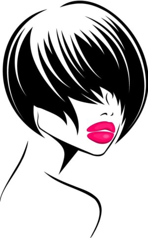 وکتور زن جوان با مو کوتاه و آرایش فشن - وکتور صورت زن چهره زن المان آرایشگاه زنانه و سالن زیبایی