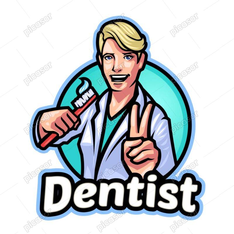 وکتور لوگو دندانپزشک مرد - وکتور لوگو دندانپزشکی