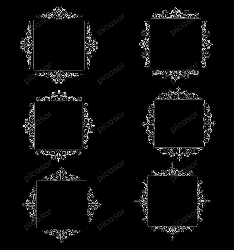 6 وکتور قاب مربعی حاشیه اسلیمی - وکتور قاب اسلیمی بسیار لوکس