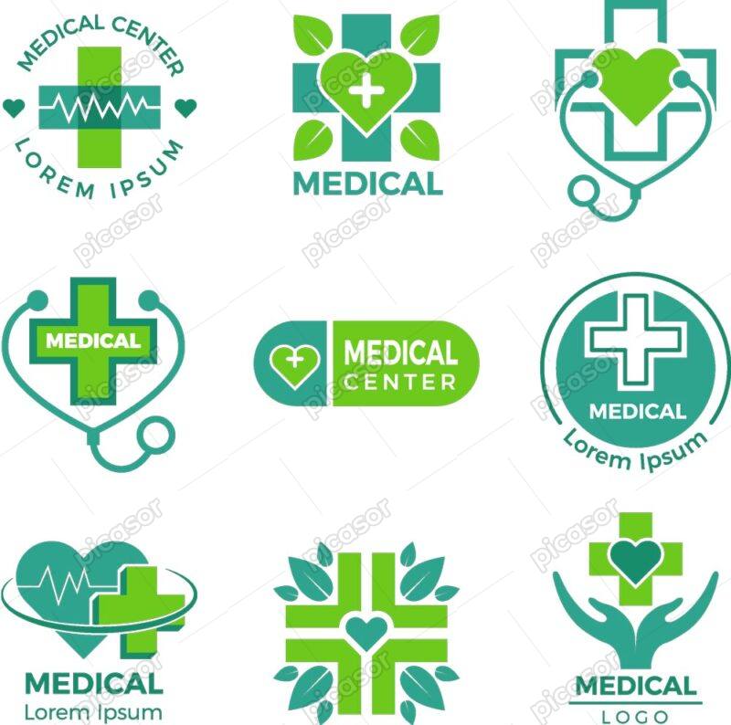 9 وکتور لوگو داروخانه خدمات پزشکی و لوگو دراگ استور - وکتور لوگو خدمات درمانی