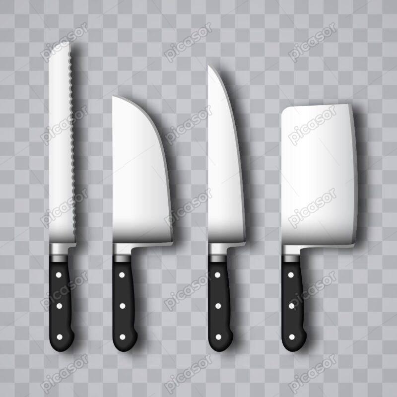 4 وکتور چاقو و ساتور آشپزخانه - وکتور لوازم آشپزخانه