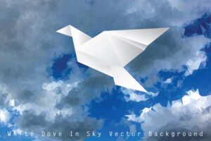 وکتور کبوتر سفید پرواز آسمان آبی طرح اریگامی - وکتور پس زمینه اریگامی پرنده کبوتر در آسمان آبی وکتور صلح و آشتی