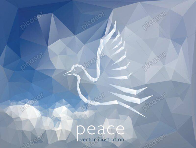 وکتور کبوتر صلح سفید - وکتور کبوتر سفید پرواز آسمان آبی طرح اریگامی - وکتور پس زمینه اریگامی پرنده کبوتر در آسمان آبی وکتور صلح و آشتی کبوتر کاغذی