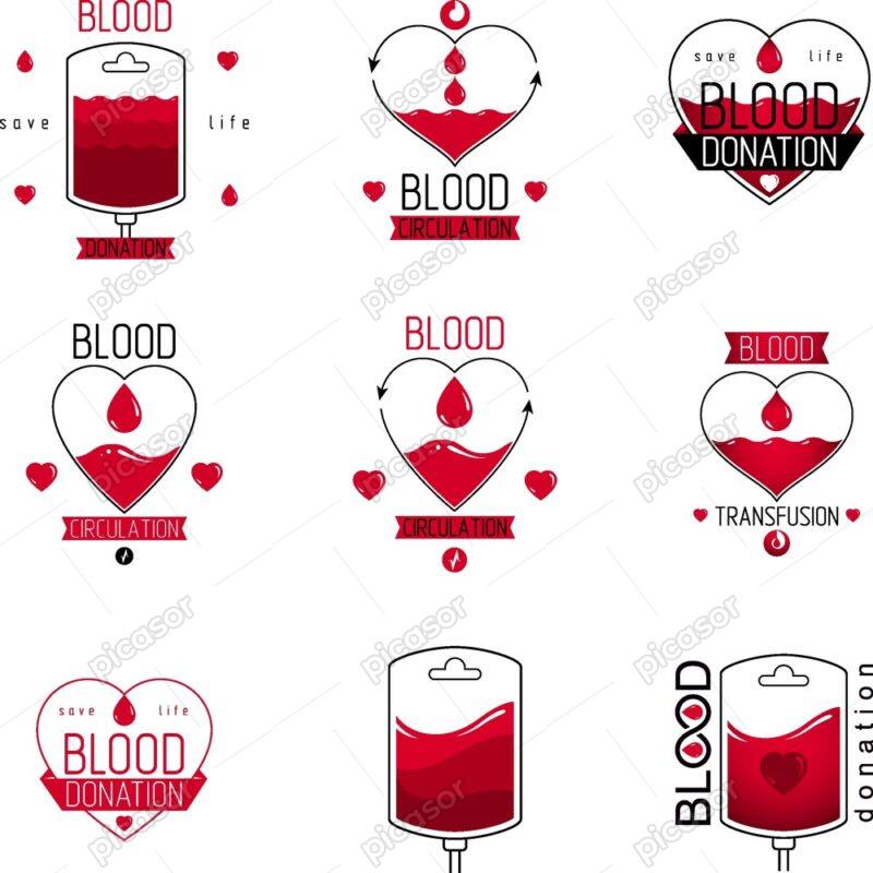 9 وکتور لوگو خون لوگو مرکز انتقال خون - وکتور لوگو کیسه خون
