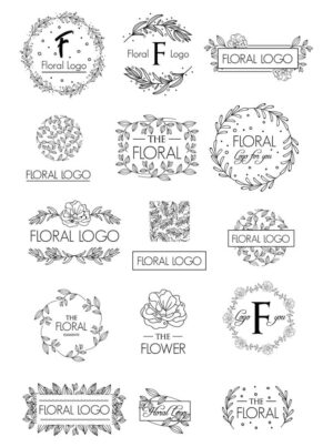 15 وکتور لوگو مینیمال شاخه برگ مینیمال - مجموعه لوگو قاب برگ و شاخه مینیمال (همراه فونتهای استفاده شده)