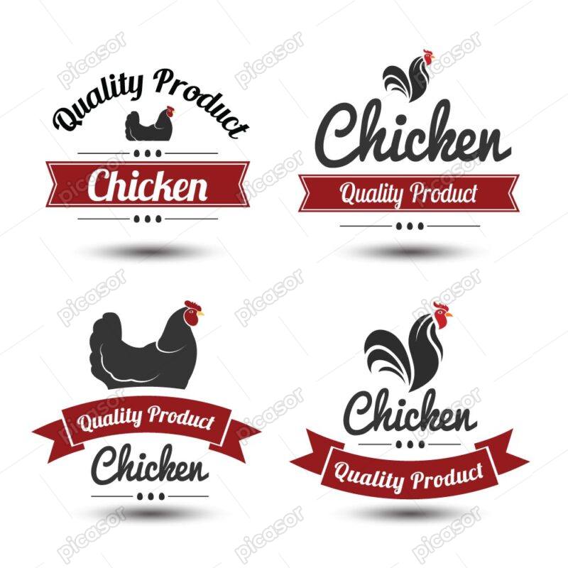 وکتور لیبل مرغ و خروس و لوگو مرغداری -وکتور برچسب خروس و گوشت مرغ وکتور برچسب مرغ