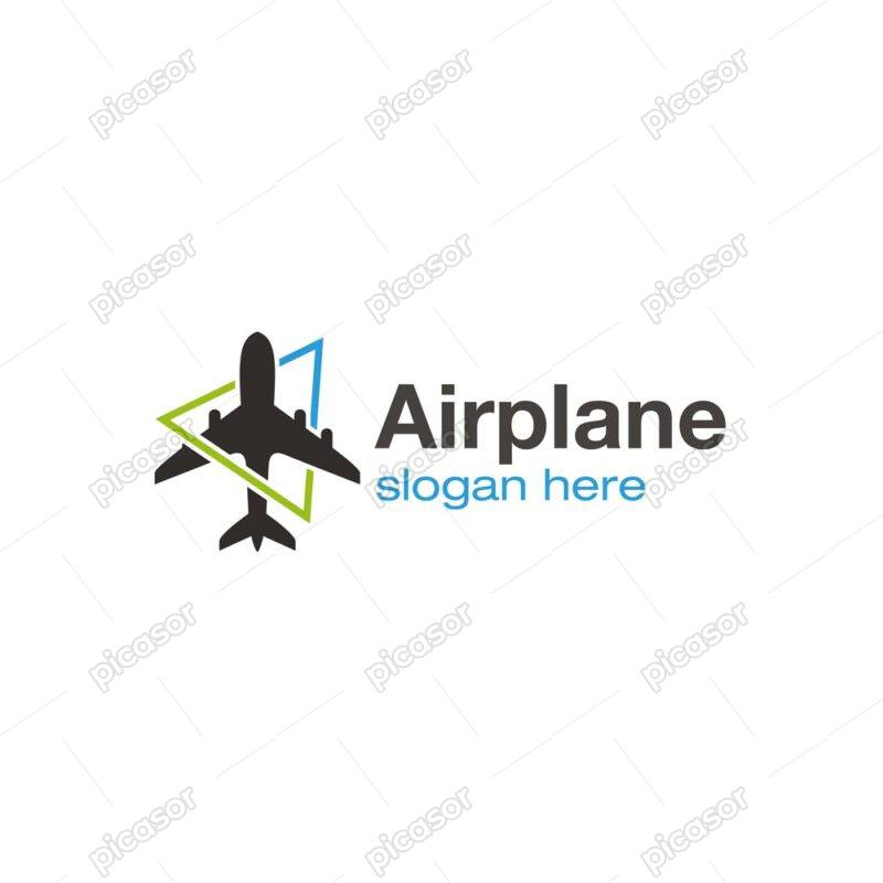 وکتور لوگو هواپیما داخل مثلث رنگی - وکتور لوگو سفر هوایی لوگو آژانس هواپیمایی و مسافرتی