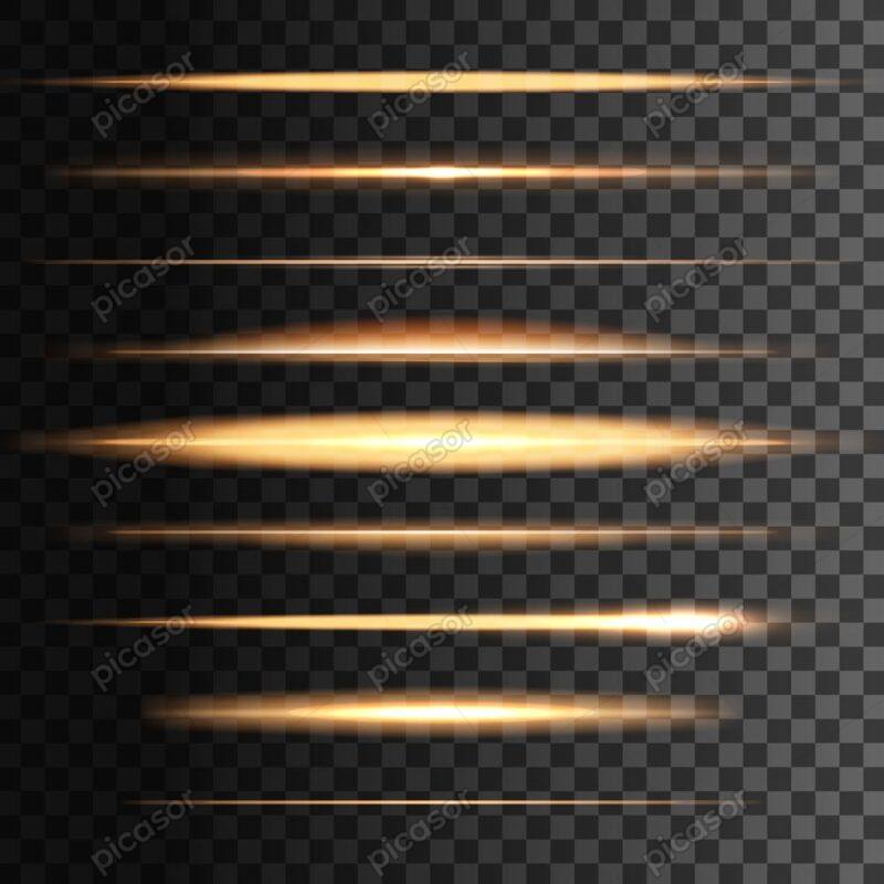 9 وکتور درخشش خط های درخشان طلایی - وکتور افکت نوری جداکننده طلایی