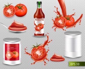 8 وکتور گوجه فرنگی کچاپ رب گوجه فرنگی وکتور شیشه کچاپ و قوطی رب گوجه فرنگی