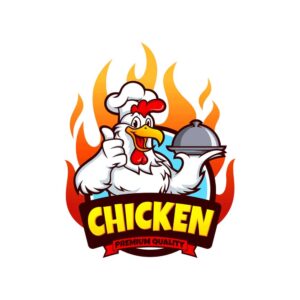 وکتور لوگو خروس سرآشپز با زمینه آتش - وکتور لوگو مرغ کنتاکی