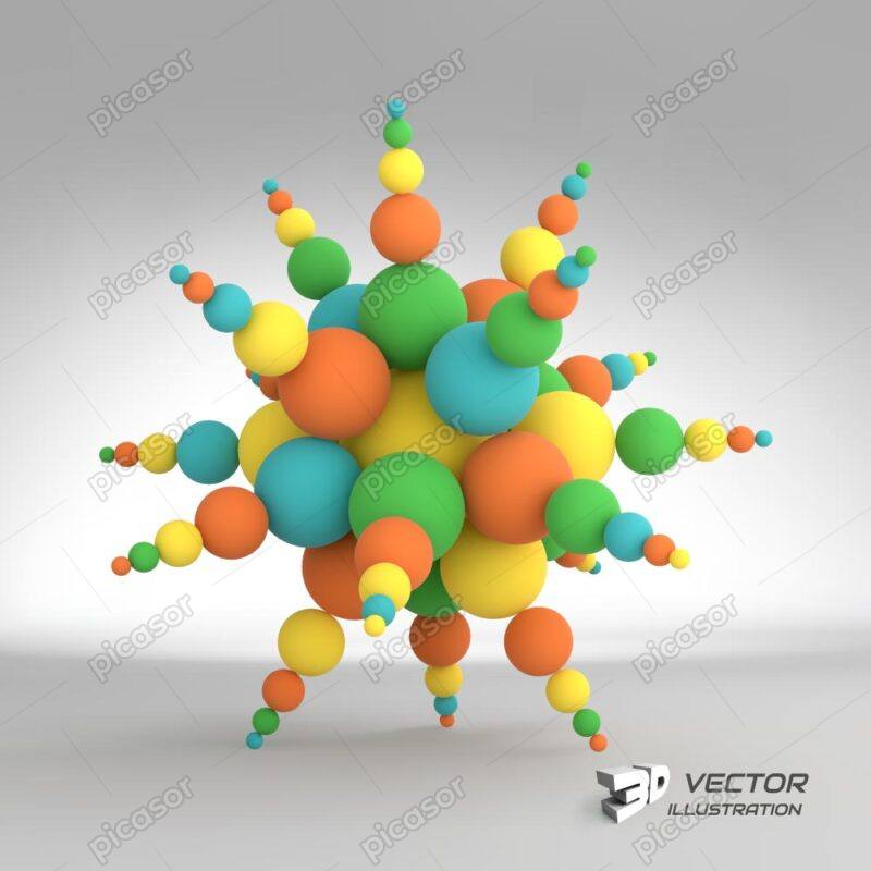 وکتور گوی های رنگی 3 بعدی شکل ستاره