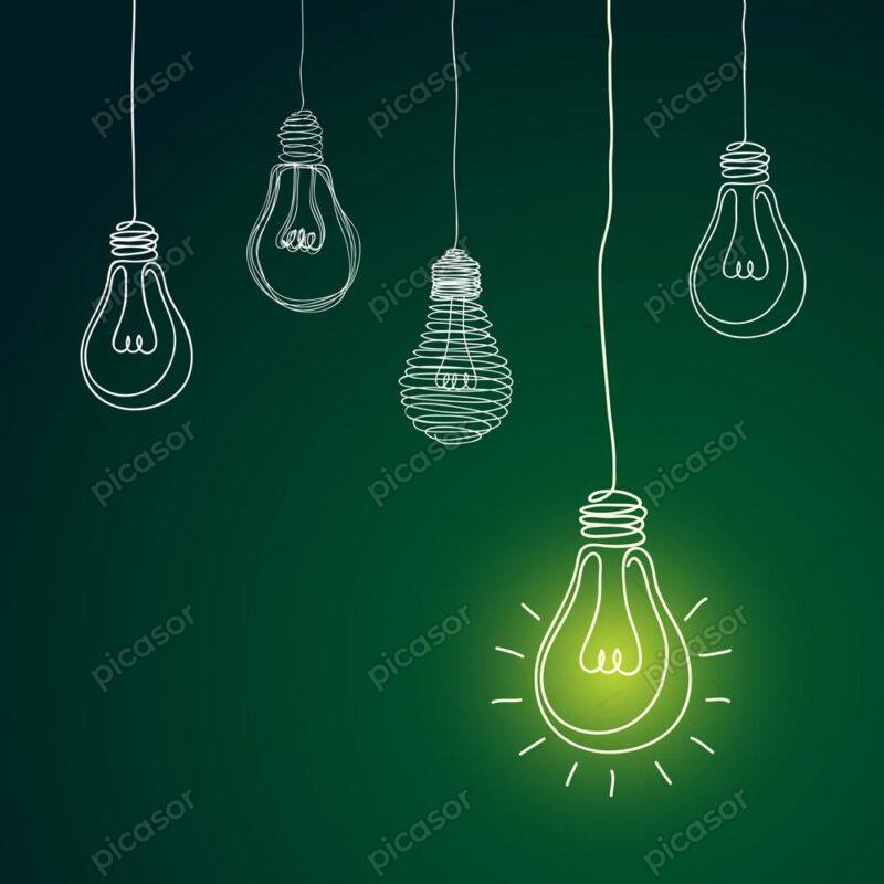وکتور لامپ و ایده و خلاقیت وکتور پس زمینه مفهومی لامپ