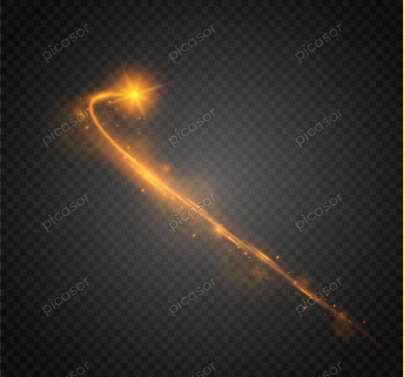 وکتور ستاره دنباله دار درخشان طلایی - وکتور افکت نوری منحنی طلایی